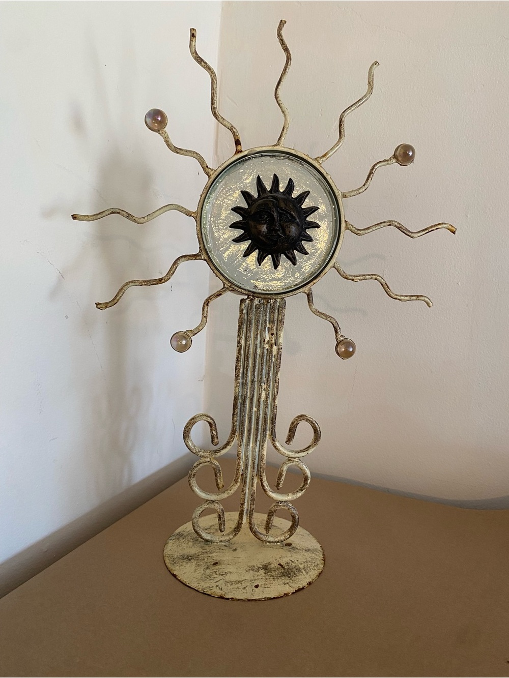Vintage Sun / moon Candle Holder glass / metal 90s Whimsigoth décor whitchy Art